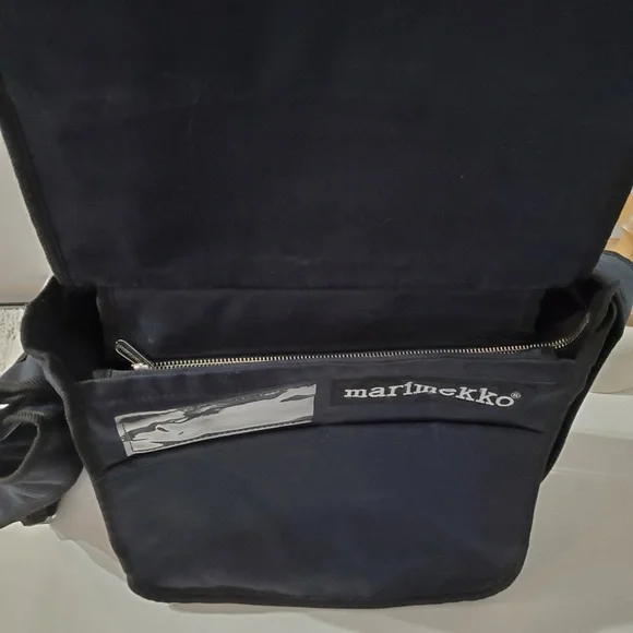 MARIMEKKO Olkalaukku Urbaani Crossbody Shoulder Bag Navy Blue Cotton Canvas